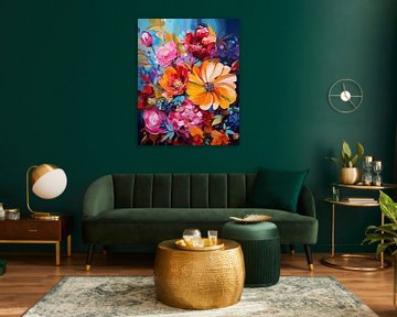 Abstract Floral Dream - Verträumte Blumenlandschaft in sanften Tönen von Cas Mol