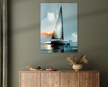 Sailboat abstract upright-02a by Rautenberg Digital Art Maritim