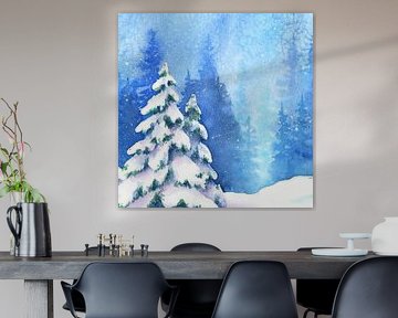 Winterbos aquarel schilderij van Karen Kaspar