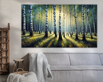 Berkenbos in de zomer, abstract van Marion Tenbergen