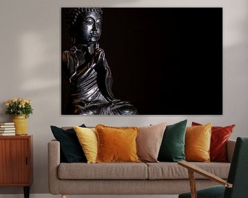 Meditative Buddha against a black background by Alexander Baumann