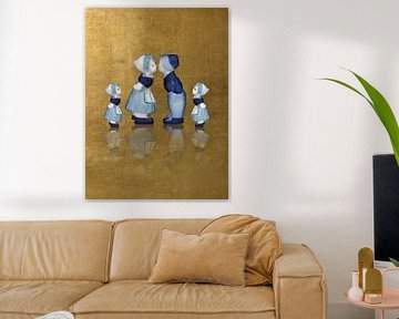 Familie delft blau küssendes Paar mit Gold