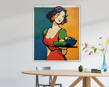 Cheerful Woman with Fresh Fruits van OMG Art