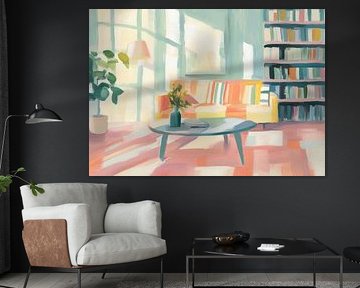 Interior with flowers and book by Eye catching paintings
