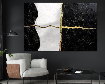 Abstraktes Schwarz und Weiß mit Gold von Art & Soul Creations