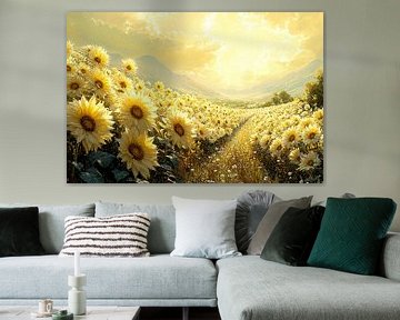 Zonnig veld vol zonnebloemen van Imperial Art House