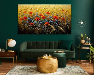 Golden Wheatfield with poppies and cornflowers