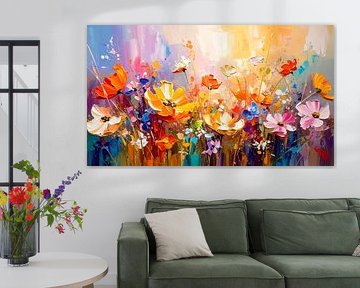 Modern abstract: Cheerful flower garden