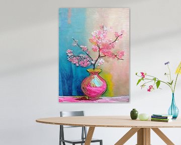 Nature morte abstraite moderne avec fleurs de cerisier sur Studio Pieternel