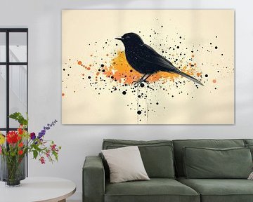 Vogel in Inktvlucht tegen Vuur van Stilte van Eva Lee