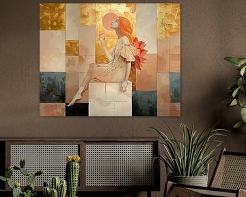 Vrouw Bloem | Ontspannen Vrouw in Abstracte Kunst van Kunst Kriebels