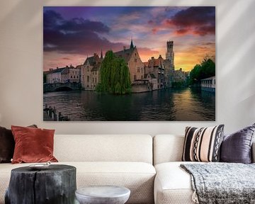Coucher de soleil à Bruges sur le canal Rozenhoedkaai sur Stefano Orazzini