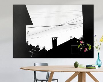 Monochroom Ballonnen Boven Silhouet Daken van DiJa Photography