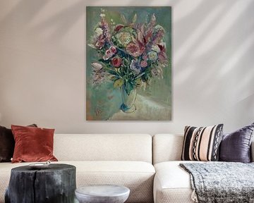 Stilleven met zomerbloemen van Nop Briex