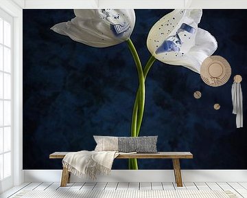 Tanzende Tulpen Delfter Blau von Clazien Boot