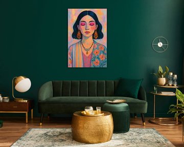 Inner Peace - Colourful Female Portrait in Meditative Silence