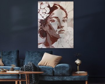 Caught in Silence - Expressive Female Portrait with Flowers