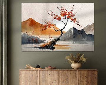 Peaceful Japandi mountain landscape by Studio Pieternel
