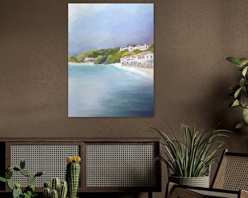 Sonnenuntergang auf Samos | moderne impressionistische Malerei von Romy Smit