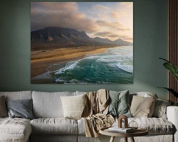 Zonsonderganggloed op Cofete Beach Fuerteventura