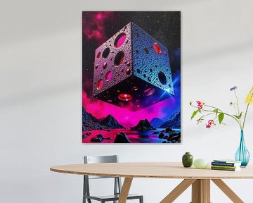 Floating cube on unfamiliar terrain by A.D. Digital ART