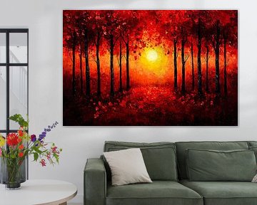 Autumn forest with sunset by Art & Soul Creations