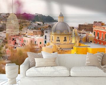 Colourful buildings on Procida, island off the coast near Naples in Italy by Melissa Peltenburg