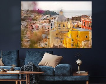 Bâtiments colorés sur Procida, île située au large de la côte près de Naples, en Italie. sur Melissa Peltenburg