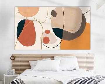 Flow - abstract art in yellow rust and neutral colours