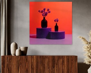 Modern floral still life in bright colours