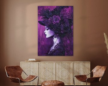 Lila Frau | Elegante Frau mit Blumen