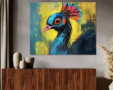Vogel Geel | Vogel met Kleurrijke Kuif van ARTEO Schilderijen