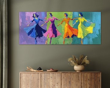 Women's Dance | Fröhliche Frauen in leuchtenden Kleidern von Wunderbare Kunst