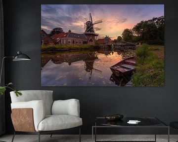 Sommerabend in Onderdendam - Mühle, Boot und Spiegelung