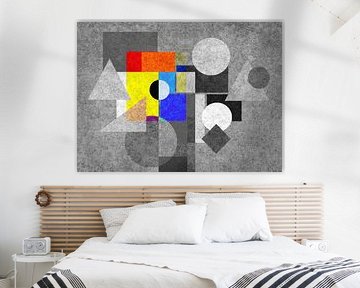 Geometrisch abstrakt in schwarz-weiß und Farbe von Corinne Welp