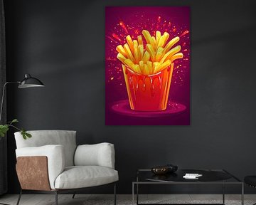 Knapperige frietjes in een explosie