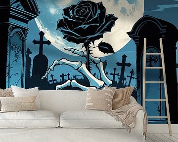 Schwarze Rose im Mondlicht