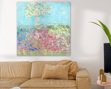 EH PAINTING ART 1989 #0387 Baum im Blumenfeld Softone von Willem Hartgers