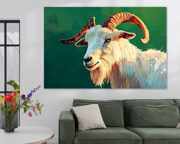 Goat with orange horn by Art & Soul Creations
