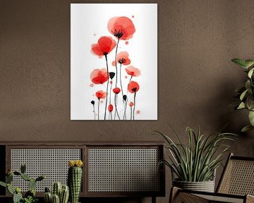 Aquarell Tanzender Mohn