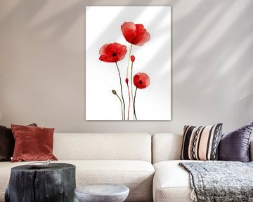 Aquarell Mohnblumen in voller Blüte