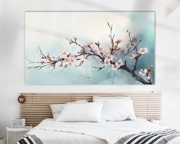 Frühlingsblüten in Aquarell - Japanischer Wohnstil