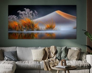 Dans van Oranje en Lavendel | Surrealistich woestijnlandschap van Karina Brouwer