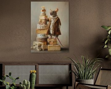 The Cheese King - Mouse in 18th-century Dress with Cheese Tower
