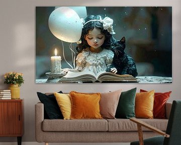 Little princess with her book and cat... by Ans Bastiaanssen