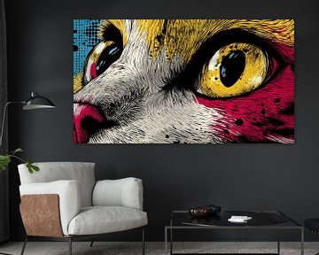 Kat met Gele Ogen Popart Intense Focus van Eva Lee