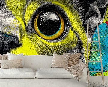 Katze in gelbem Glühen Popart Nahaufnahme