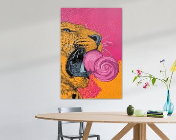 Panter met Lolly Popart Contrast en Brutaliteit van Eva Lee