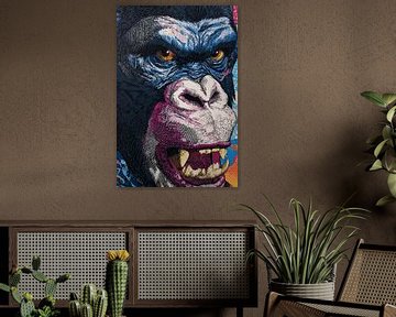 Gorilla in Popart Woede en Kracht van Eva Lee