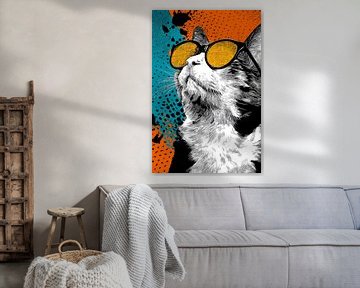 Kat in Zonnebril Popart Coolness van Eva Lee